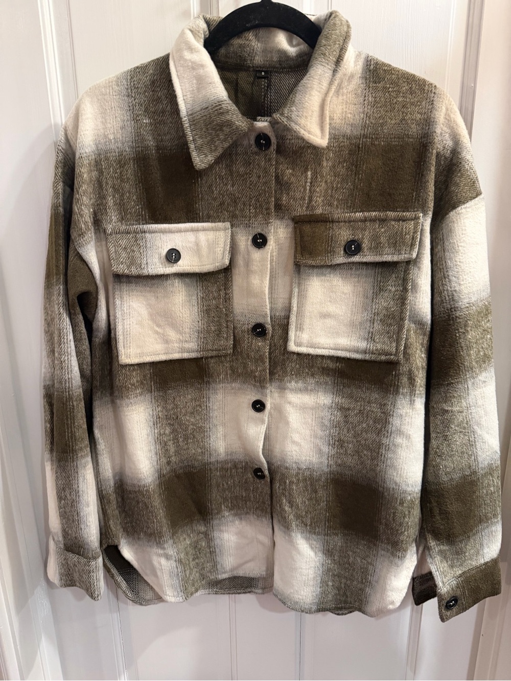 CHYRII Olive Green Plaid Flannel Shacket |Oversized Shirt Jacket | NWT | Size S